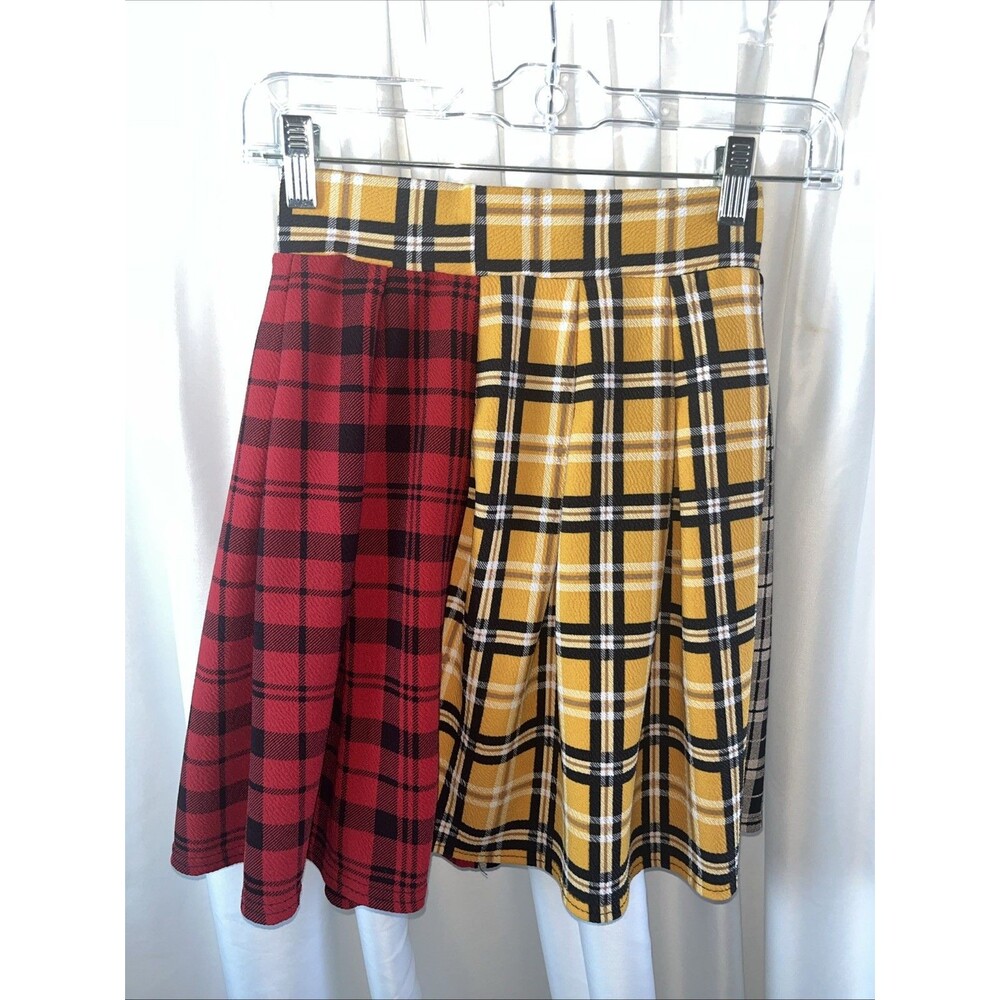 pretty little thing women’s Patchwork Mixed Plaid A-line Mini Skirt Size 2 Y2K